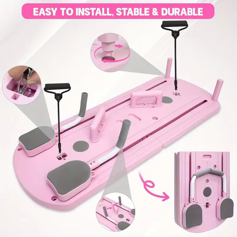 8-In-1 Multi-Functional ABS Yoga Board - Portable Folding Pilates & Abdominal Strength Trainer with Adjustable Handles, Design